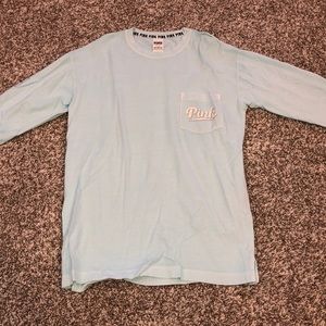 VS PINK LONG SLEEVE LIGHT BLUE SHIRT